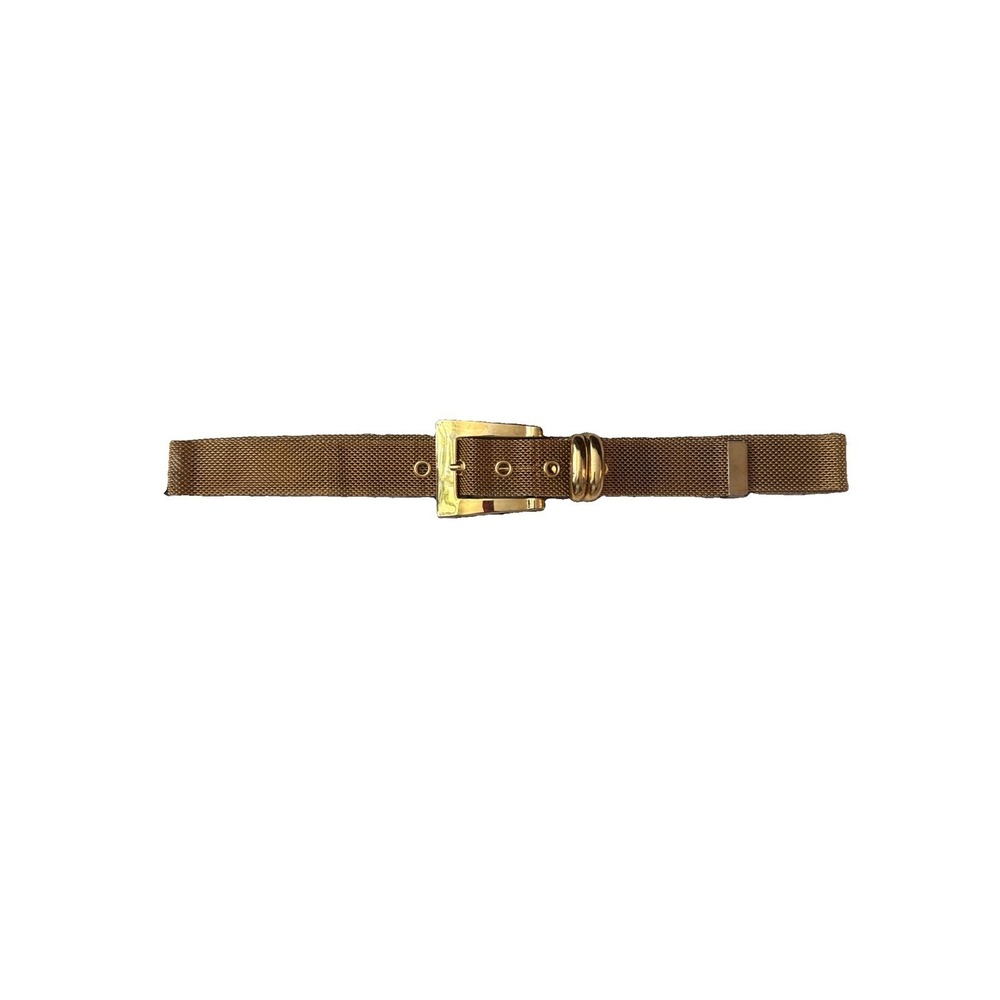 VINTAGE 70s 80s Women's GOLD MESH‎ Metal Statement Waist Buckle Belt S/M 34"